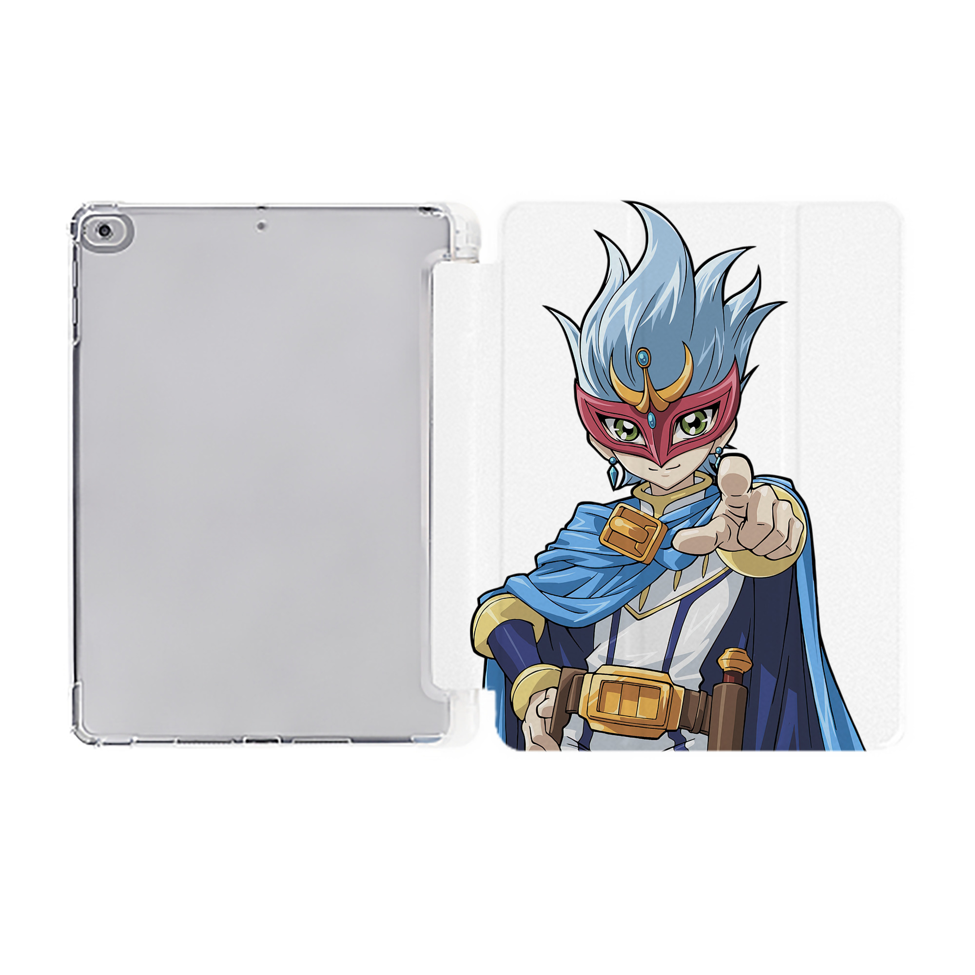 （画像用） 遊☆戯☆王 Yu-Gi-Oh! IPad ケース ペン収納付き 三つ折りスタンド PUレザー×シリコン 対応機種9.5/10.5/10.9インチ